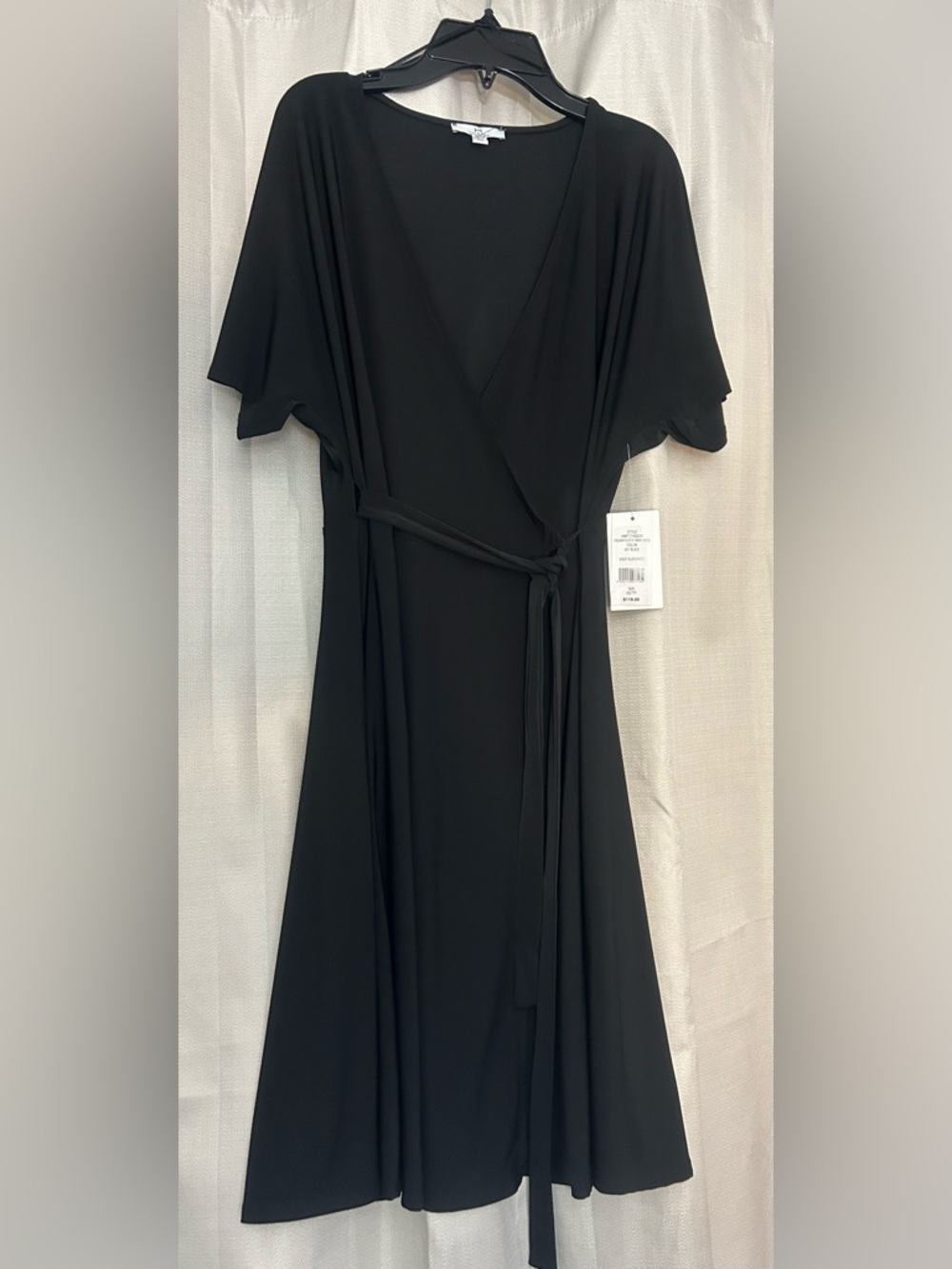 H by Halston Black Dolman Sleeve Wrap Capsule Minimalist Dress